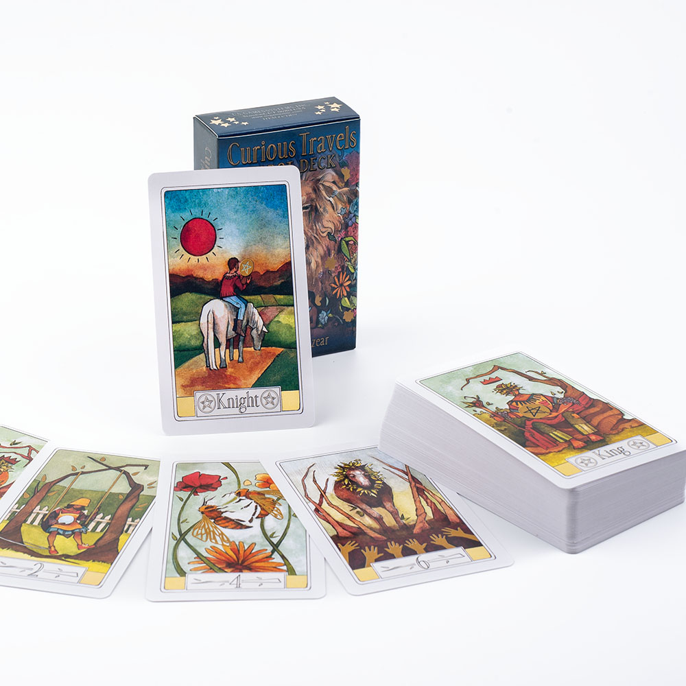 Board Game Illustration - Tarot de voyage curieux, 10.3x6cm, composé